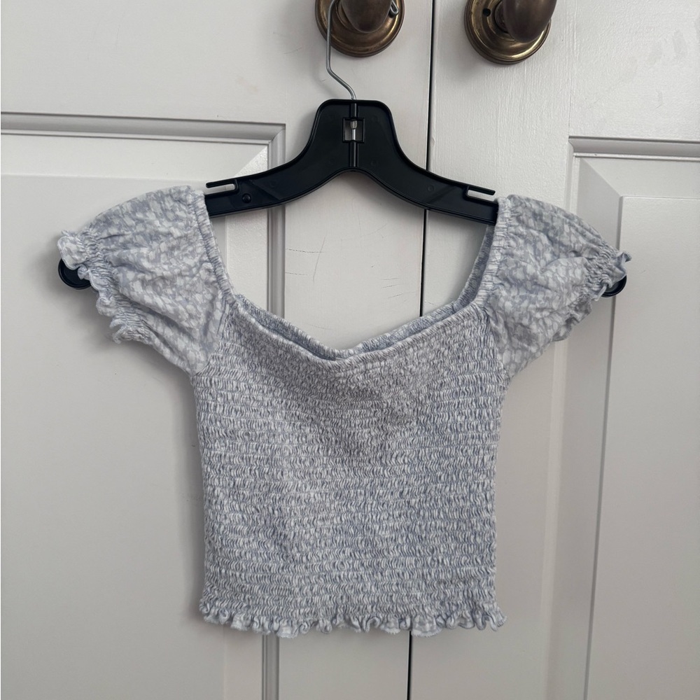 PacSun Light Gray Smocked Crop Top